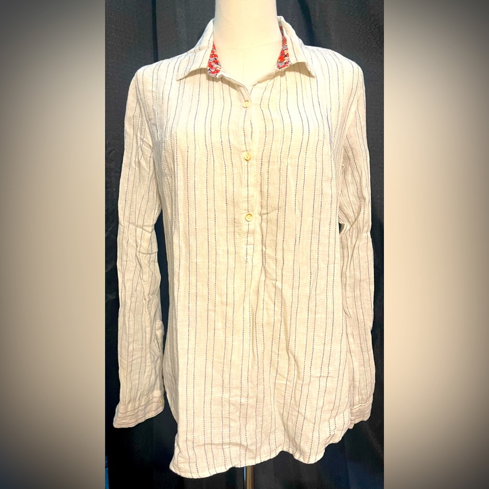 NWT Isabella Sinclair Anthropologie Half Button Linen Blend Blouse XS